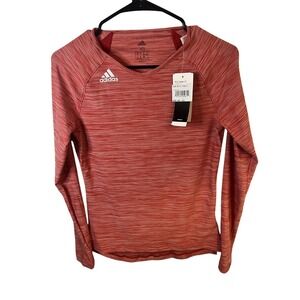 Adidas Shirt Womens XS Red Heather Hilo Jersey LS Long Sleeve Volleyball DP4334